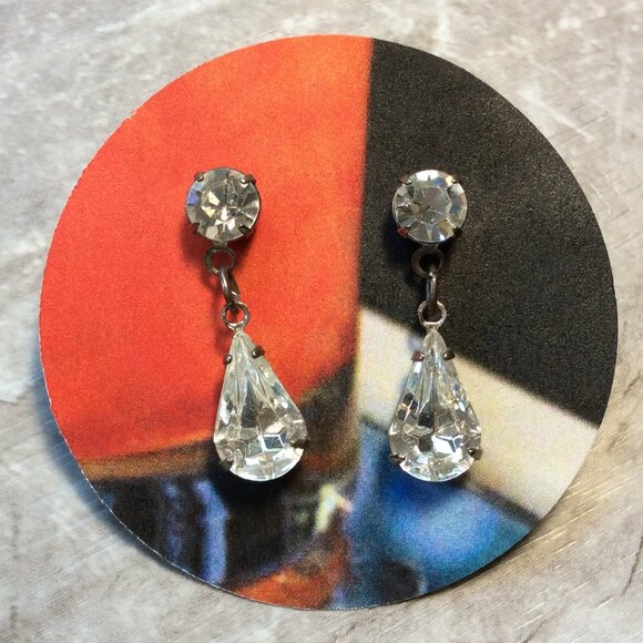 80s Rhinestone Earrings Channel  your Material Girl Vibe #80sSparkle #RetroGlam - Picture 3 of 3